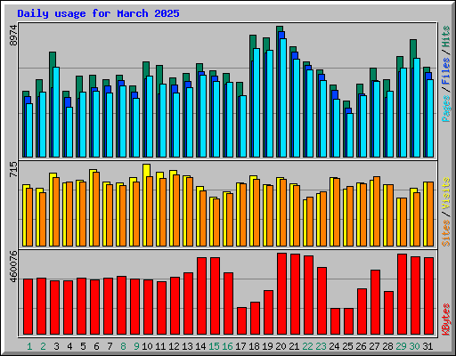 Daily usage for March 2025
