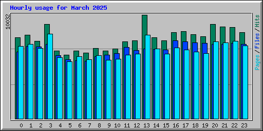Hourly usage for March 2025